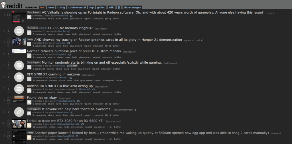 People complaining about driver issues on the AMD Radeon subreddit